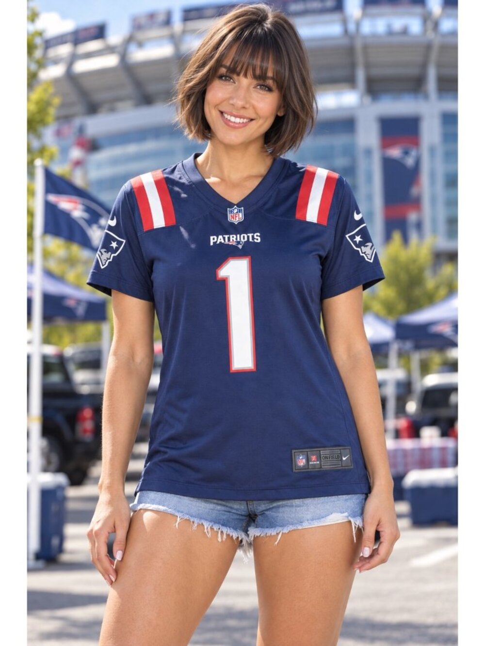 Nike Cam Newton New England Patriots Jersey Womens Large NFL Navy NWOT